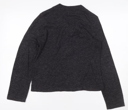 Zara Women’s Grey L Henley V-Neck Button Knit Jumper