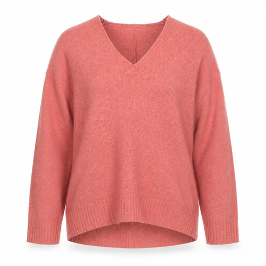 Mango Women’s Pink Size S V-Neck Long Sleeve Knit Pullover Jumper