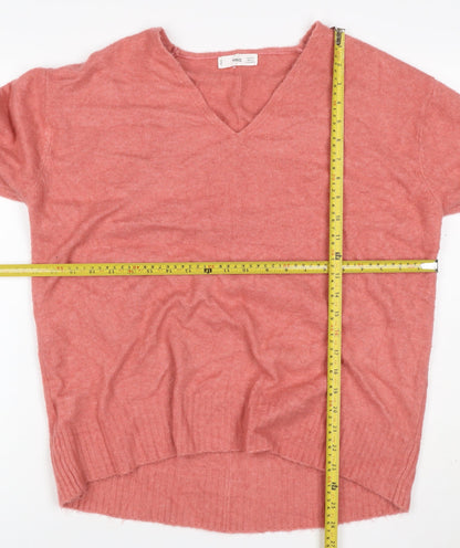 MNG Women’s Pink Size S V-Neck Long Sleeve Knit Pullover Jumper