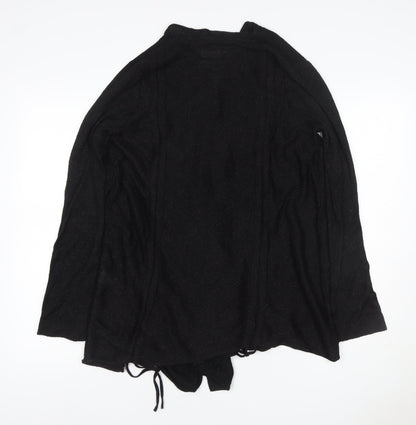 Marks & Spencer Women Black UK 14 Open Knit Draped Cardigan