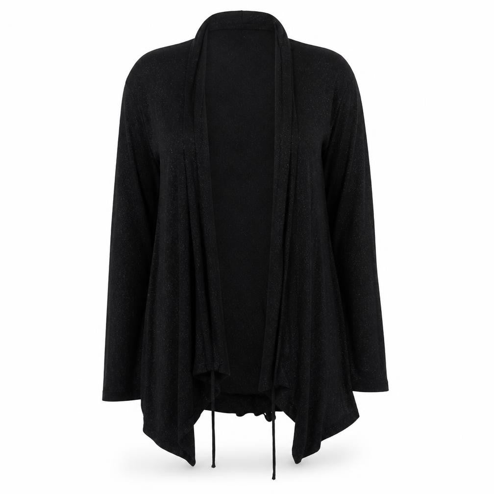 Marks & Spencer Women Black UK 14 Open Knit Draped Cardigan