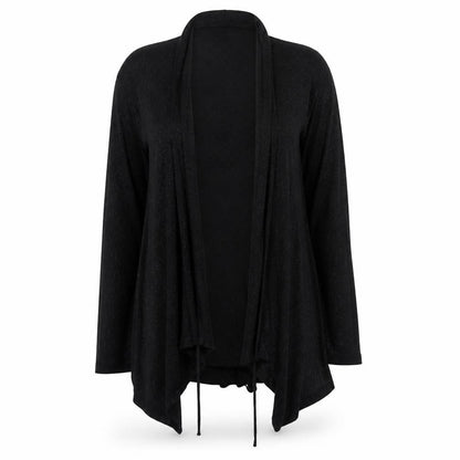 Marks & Spencer Women Black UK 14 Open Knit Draped Cardigan
