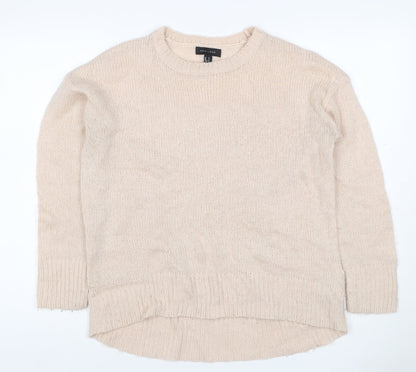 New Look Women Beige S Open Knit Crew Neck Long Sleeve Jumper