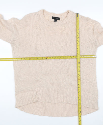 New Look Women Beige S Open Knit Crew Neck Long Sleeve Jumper