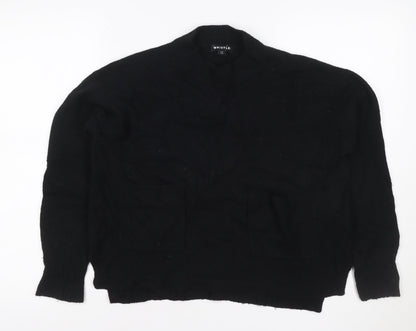 Whistles Women Black S Merino Wool High Neck Pocket Pullover Jumper