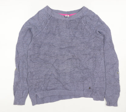 White Stuff Women’s Purple Size 14 Round Neck Knit Pullover Jumper