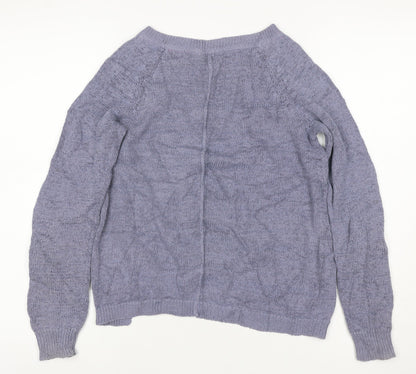 White Stuff Women’s Purple Size 14 Round Neck Knit Pullover Jumper