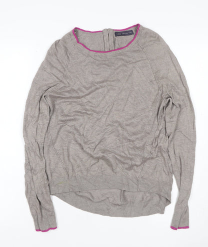 Marks & Spencer Women Grey Merino Wool UK 10 1/4 Zip Knit Jumper
