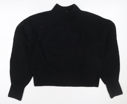 & Other Stories Women Black XS Mock Neck Balloon Sleeve Knit Jumper