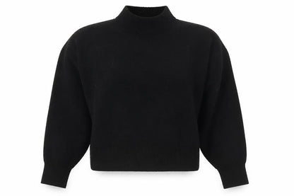 & Other Stories Women Black XS Mock Neck Balloon Sleeve Knit Jumper