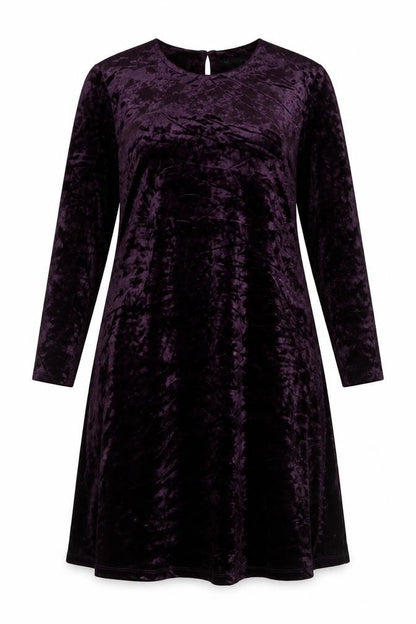 M&S Women Purple UK 16 Velvet A-Line Knee Length Party Dress