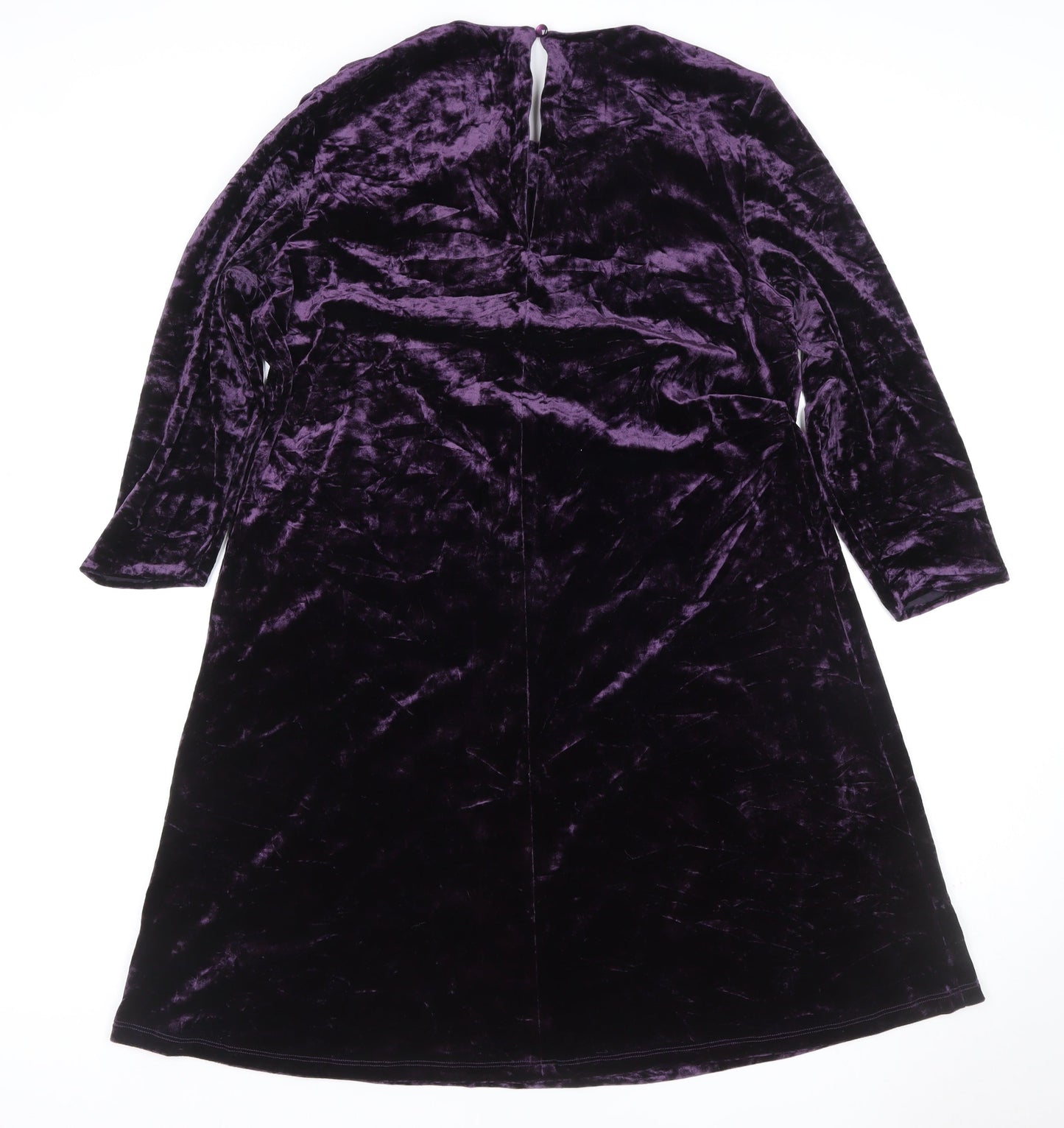 M&S Women Purple UK 16 Velvet A-Line Knee Length Party Dress