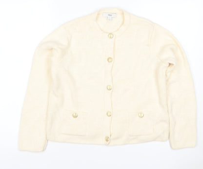 Marks and Spencer Women Ivory S Rib Knit Button Pocket Cardigan