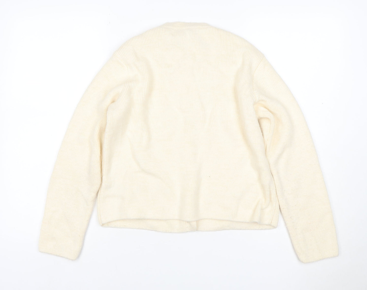 Marks and Spencer Women Ivory S Rib Knit Button Pocket Cardigan