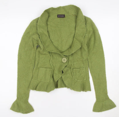Principles Women Green M Mohair Blend Cowl Neck Pocket Cardigan
