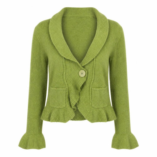 Principles Women Green M Mohair Blend Cowl Neck Pocket Cardigan