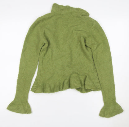 Principles Women Green M Mohair Blend Cowl Neck Pocket Cardigan