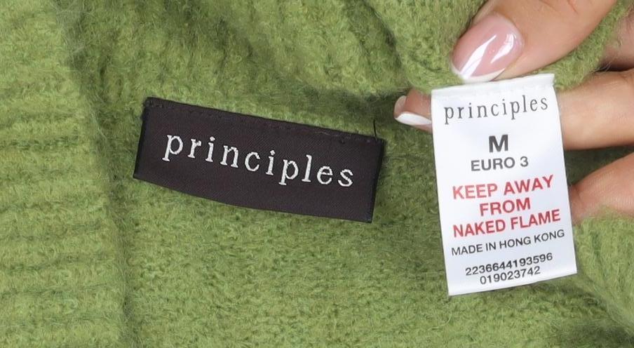 Principles Women Green M Mohair Blend Cowl Neck Pocket Cardigan