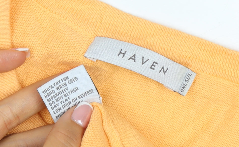 Haven Women Orange One Size Cotton Star Sequin 3/4 Sleeve Jumper