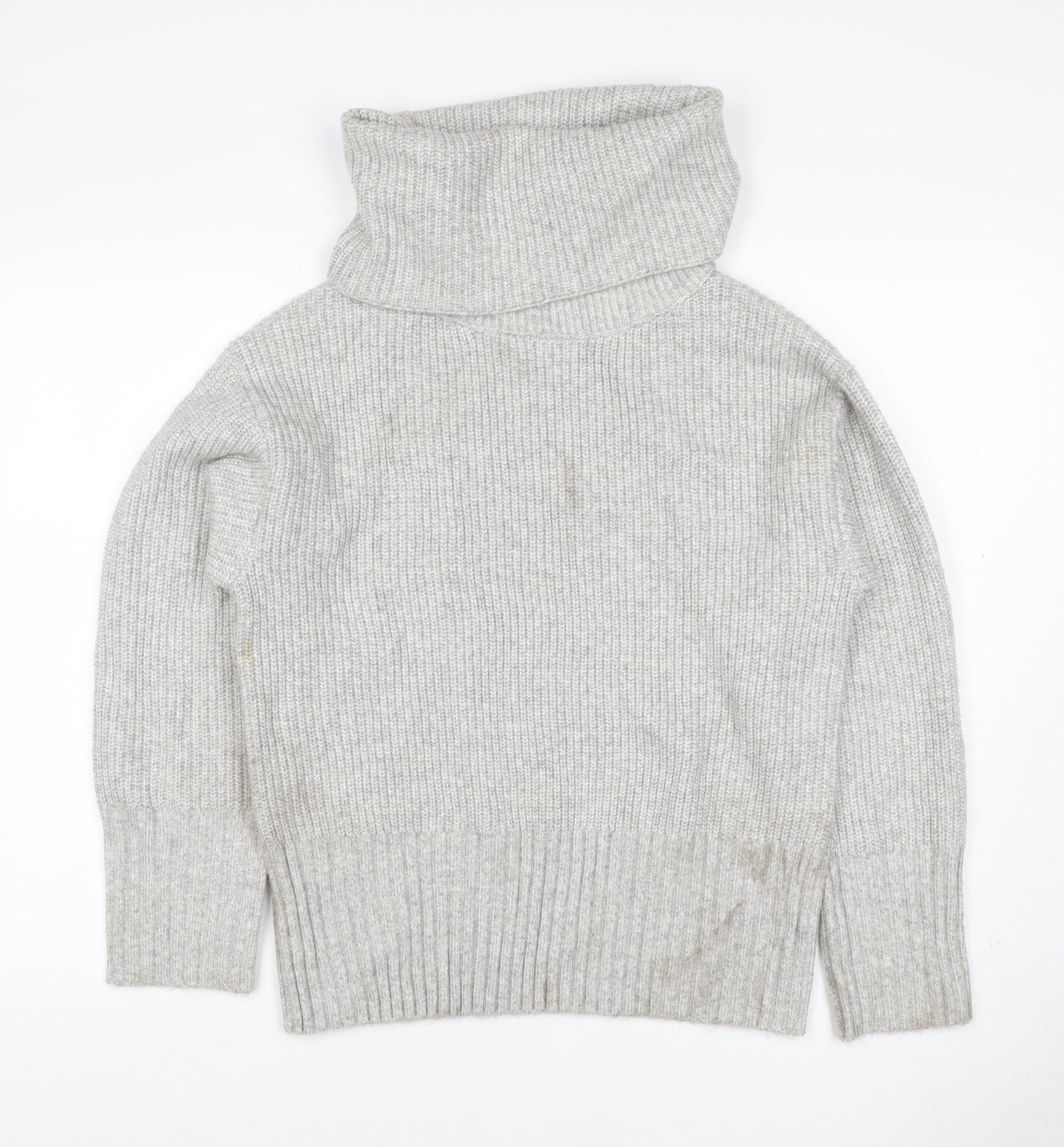 Marks & Spencer Women Grey XS Roll Neck Knit Pullover Jumper