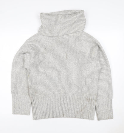 Marks & Spencer Women Grey XS Roll Neck Knit Pullover Jumper