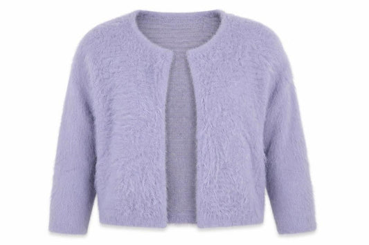 Roman Women Purple Size 16 Soft Fluffy Open Knit Cardigan