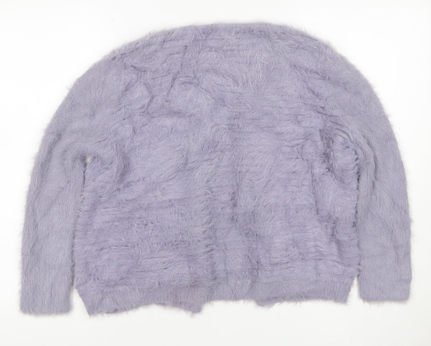 Roman Women Purple Size 16 Soft Fluffy Open Knit Cardigan