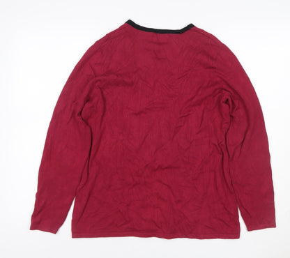 Love Knitwear Women’s Red Stripe Panel V-Neck Cardigan Size 14