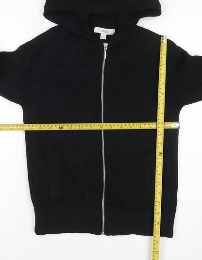Marks and Spencer Women Black Size S Hooded Full Zip Knit Jumper