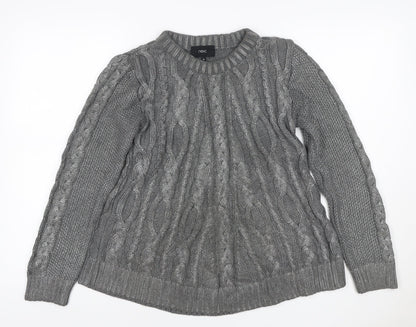 Next Women Grey UK 10 Cable Knit Chunky Crew Neck Jumper