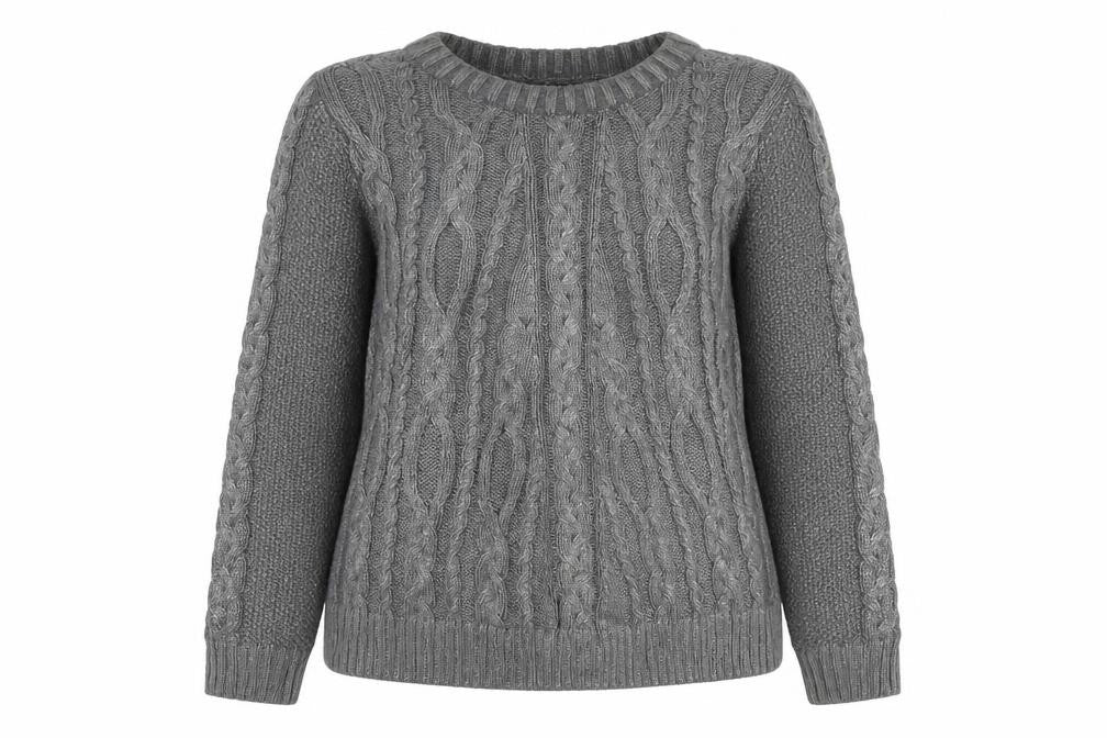 Next Women Grey UK 10 Cable Knit Chunky Crew Neck Jumper