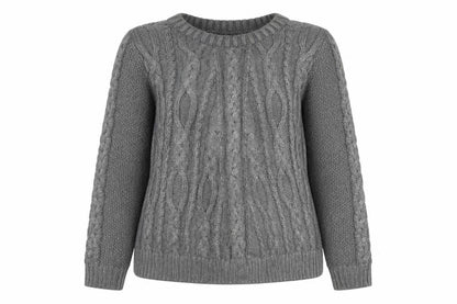 Next Women Grey UK 10 Cable Knit Chunky Crew Neck Jumper