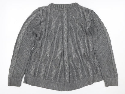 Next Women Grey UK 10 Cable Knit Chunky Crew Neck Jumper