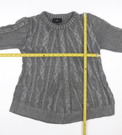Next Women Grey UK 10 Cable Knit Chunky Crew Neck Jumper