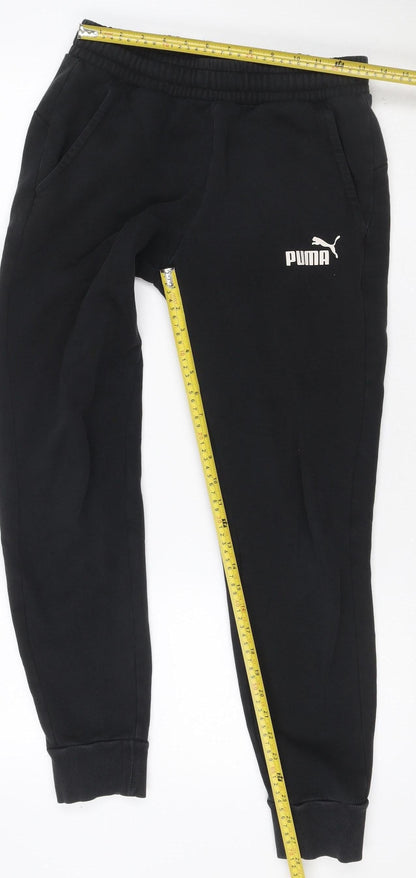 Puma Men's Black S Jogger Track Pants Elastic Waist Cuffed Sports Trousers