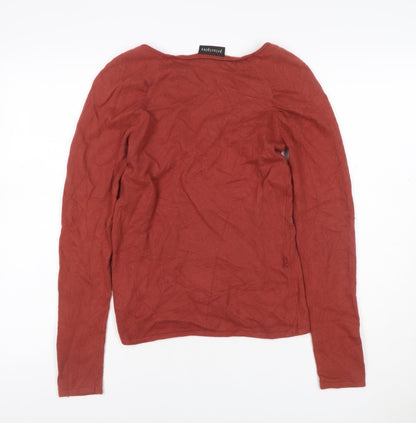 Principles Women Red UK 10 Cashmere Blend Scoop Neck Button Knit Jumper