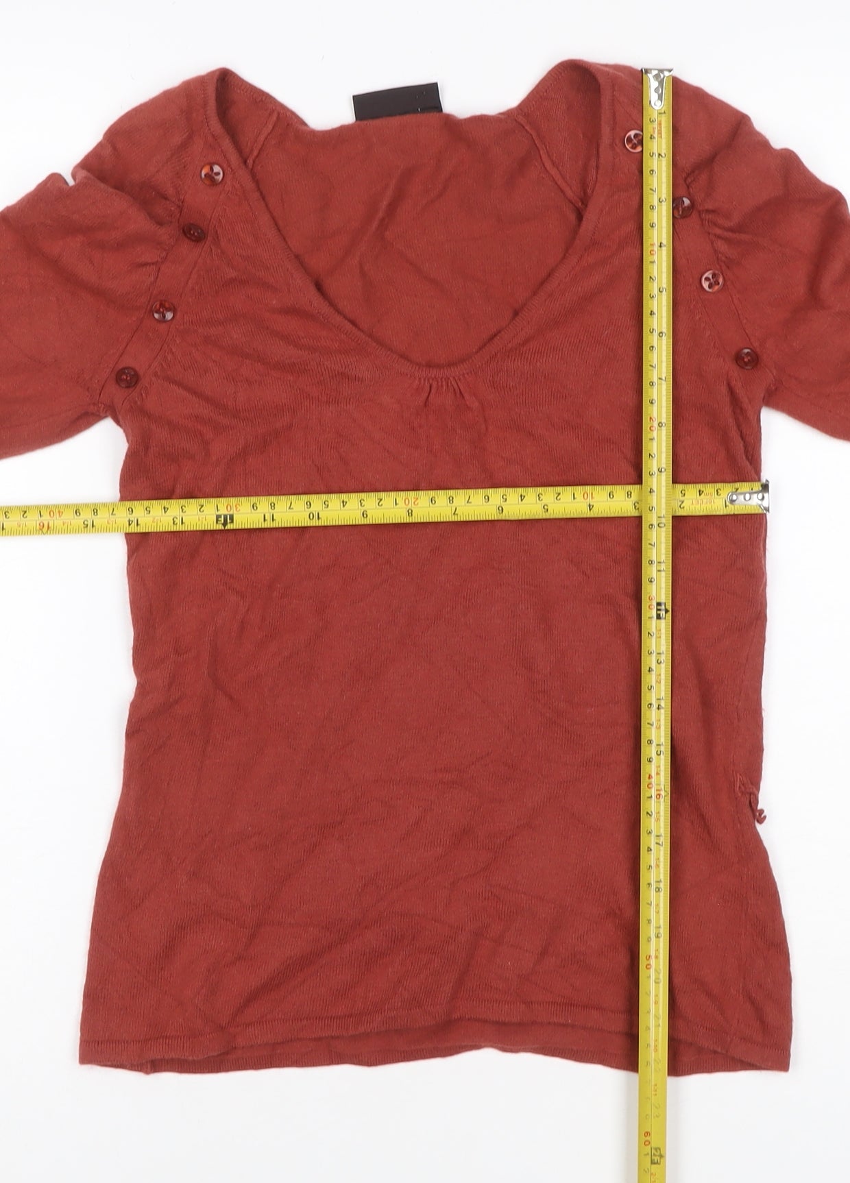 Principles Women Red UK 10 Cashmere Blend Scoop Neck Button Knit Jumper