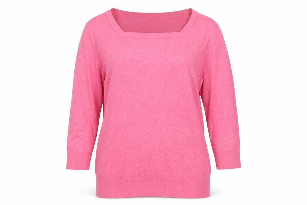 Laura Ashley Women’s Pink Cotton Blend Square Neck Pullover Jumper UK 14