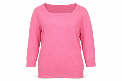 Laura Ashley Women’s Pink Cotton Blend Square Neck Pullover Jumper UK 14