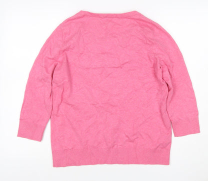 Laura Ashley Women’s Pink Cotton Blend Square Neck Pullover Jumper UK 14
