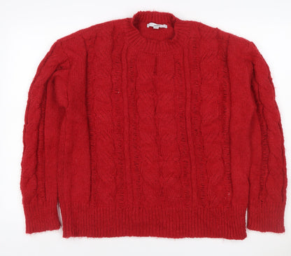 Next Women Red UK 12 Cable Knit High Neck Long Sleeve Jumper