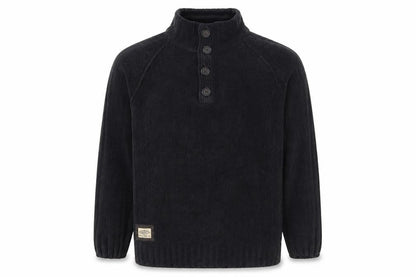 Next Men’s Black XL Button Neck Fleece Henley Jumper