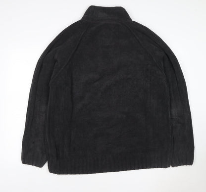 Next Men’s Black XL Button Neck Fleece Henley Jumper