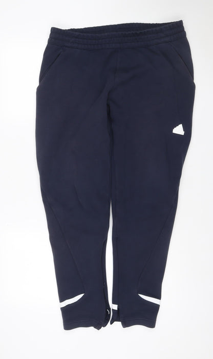 Adidas Men's Navy Blue XL Track Pants Tapered Stretch Zip Ankle Joggers