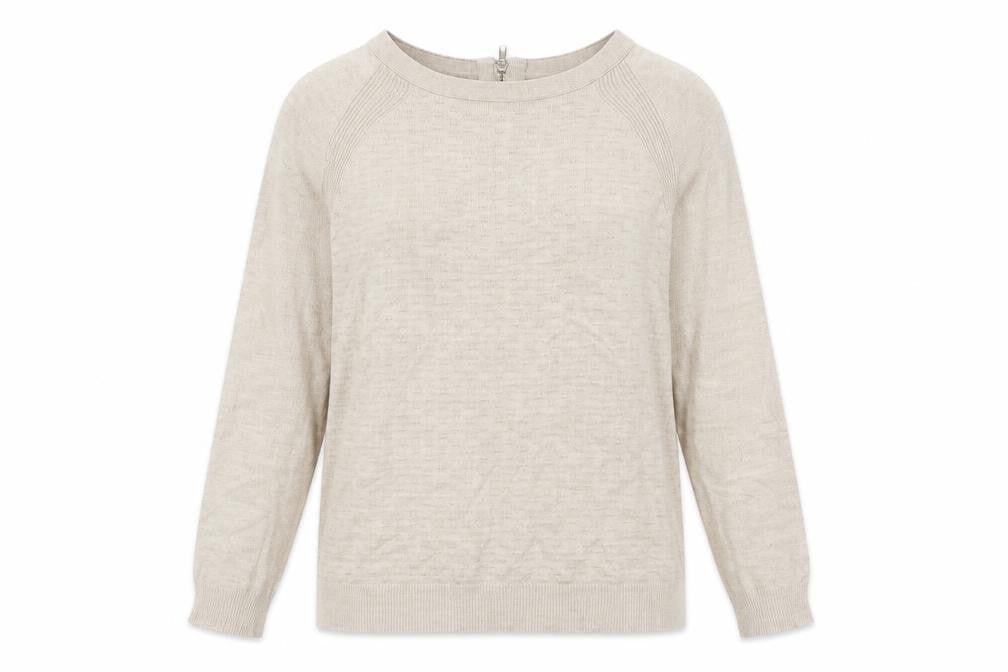 Marks & Spencer Women Beige Size 10 Linen Rich 1/4 Zip Jumper