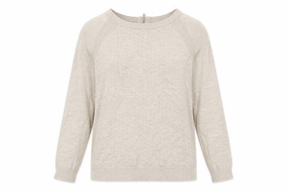 Marks & Spencer Women Beige Size 10 Linen Rich 1/4 Zip Jumper