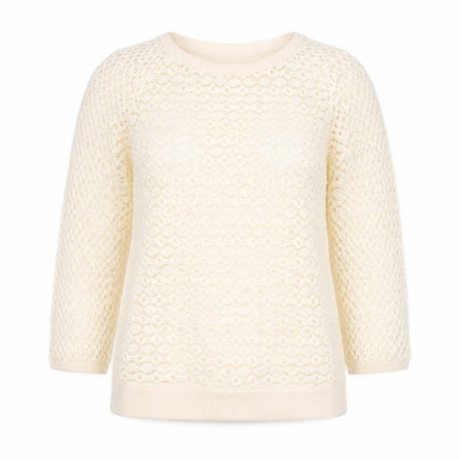 Next Women’s Ivory UK 6 Open Knit Crochet Crew Neck Jumper
