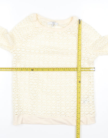 Next Women’s Ivory UK 6 Open Knit Crochet Crew Neck Jumper