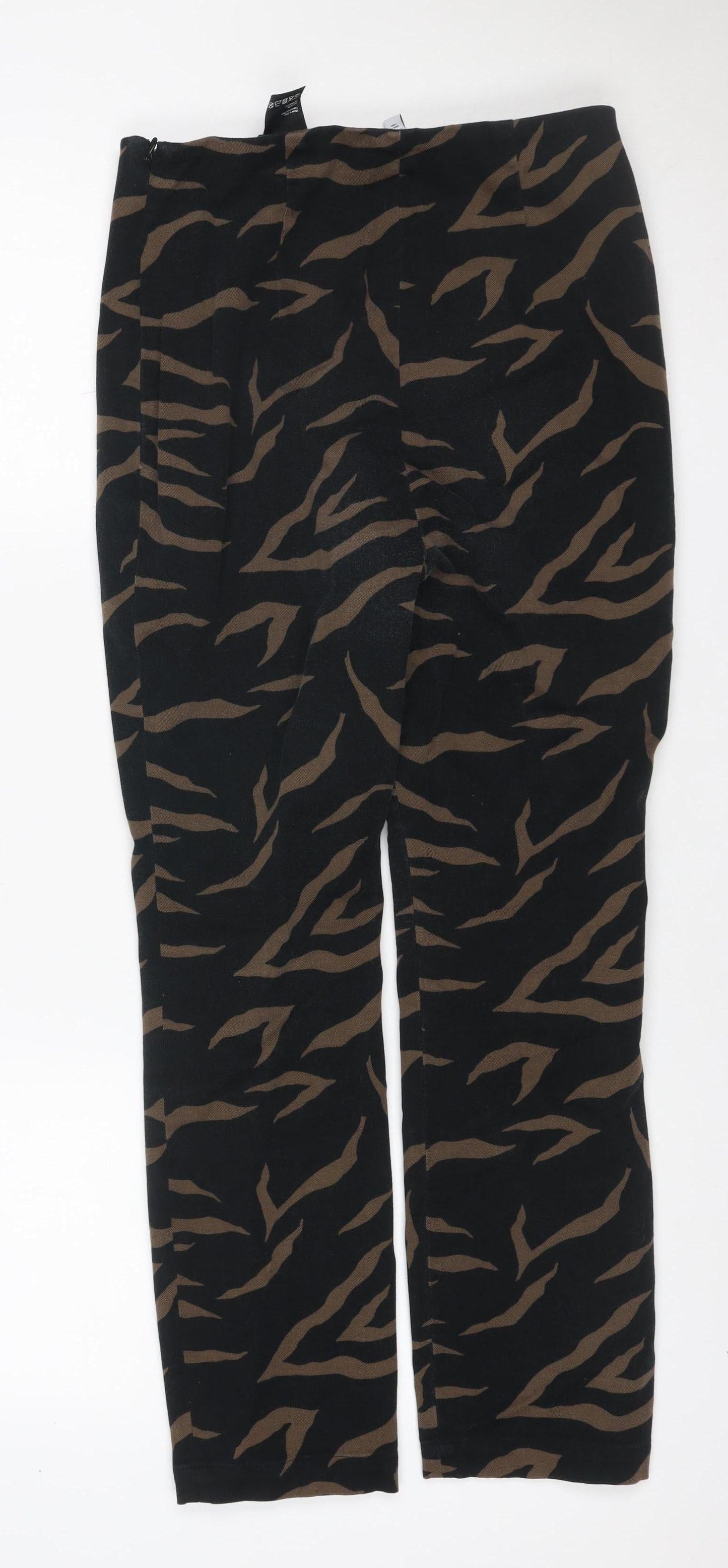 & Other Stories Women Black Brown Animal Print Wide Leg Trousers UK 10