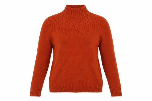 Jaeger Women’s Orange M 100% Wool Cable Knit High Neck Jumper